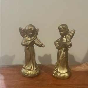Elegant Gold Angel Figurine Pair